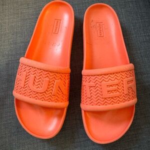 Hunter Coral-Orange Logo Slide Sandals